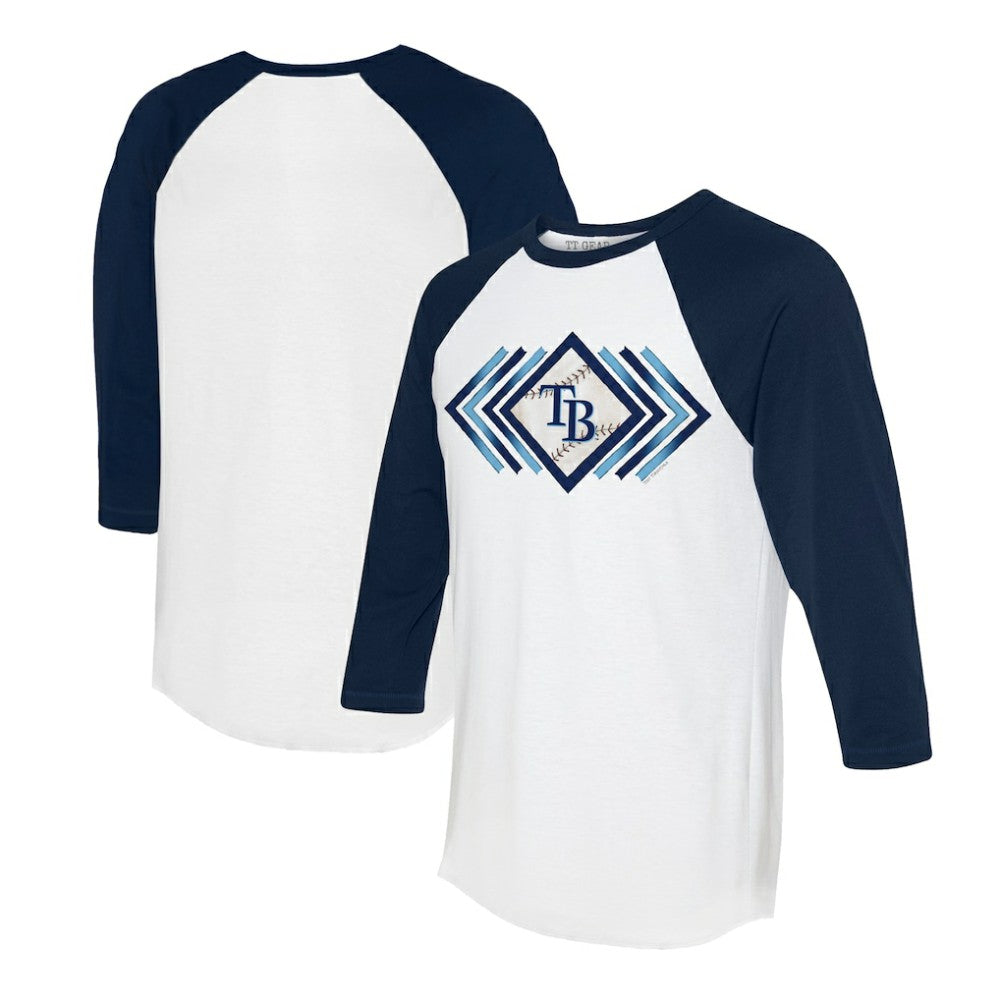 Tampa Bay Rays Tiny Turnip Women's Prism Arrows 3/4-Sleeve Raglan T-Shirt - White T-shirts