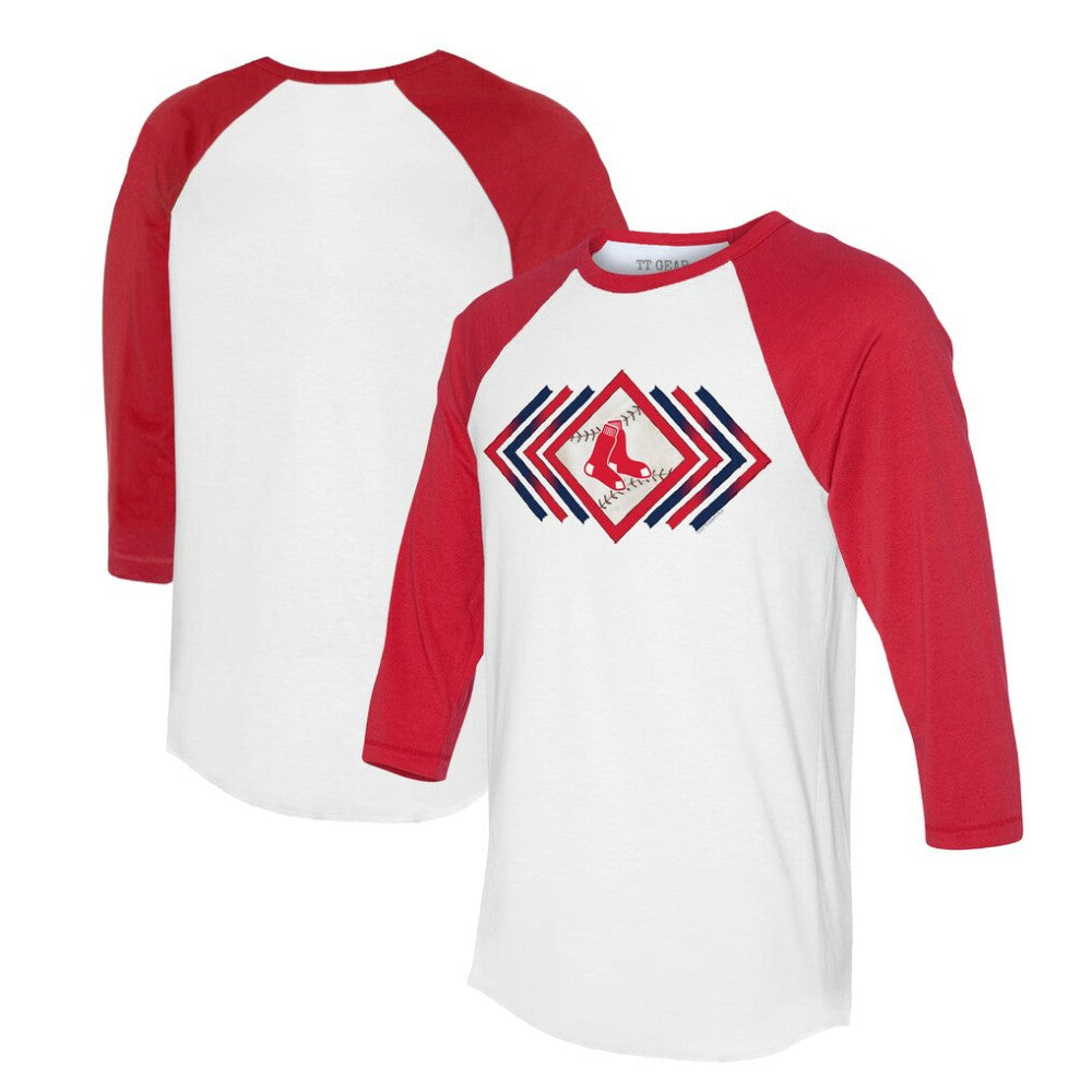 Boston Red Sox Tiny Turnip Women's Prism Arrows 3/4-Sleeve Raglan T-Shirt - White T-shirts