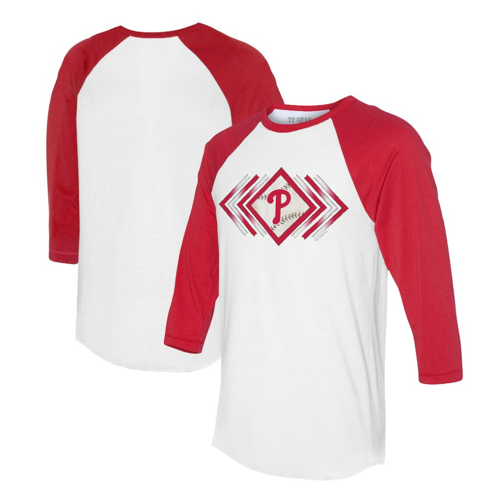 Philadelphia Phillies Tiny Turnip Women's Prism Arrows 3/4-Sleeve Raglan T-Shirt - White T-shirts