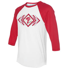 Philadelphia Phillies Tiny Turnip Women's Prism Arrows 3/4-Sleeve Raglan T-Shirt - White T-shirts