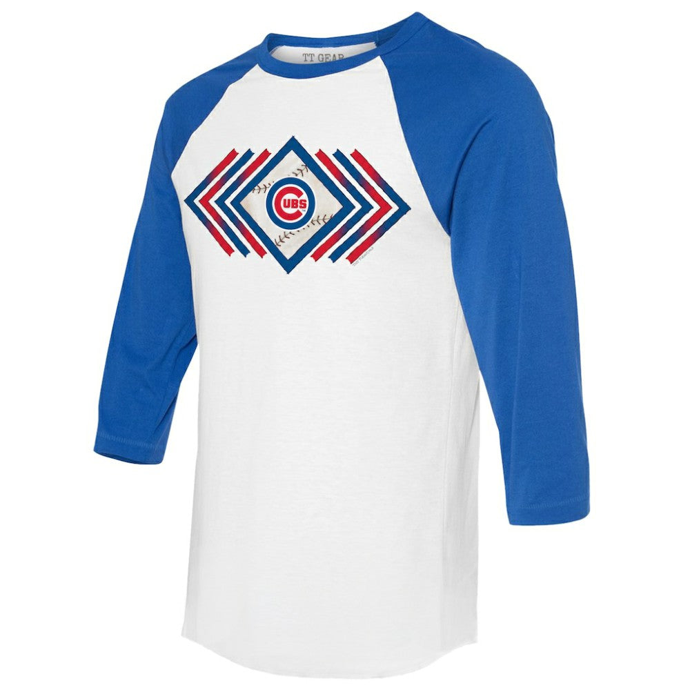 Chicago Cubs Tiny Turnip Women's Prism Arrows 3/4-Sleeve Raglan T-Shirt - White T-shirts