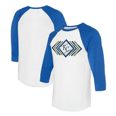 Kansas City Royals Tiny Turnip Women's Prism Arrows 3/4-Sleeve Raglan T-Shirt - White T-shirts
