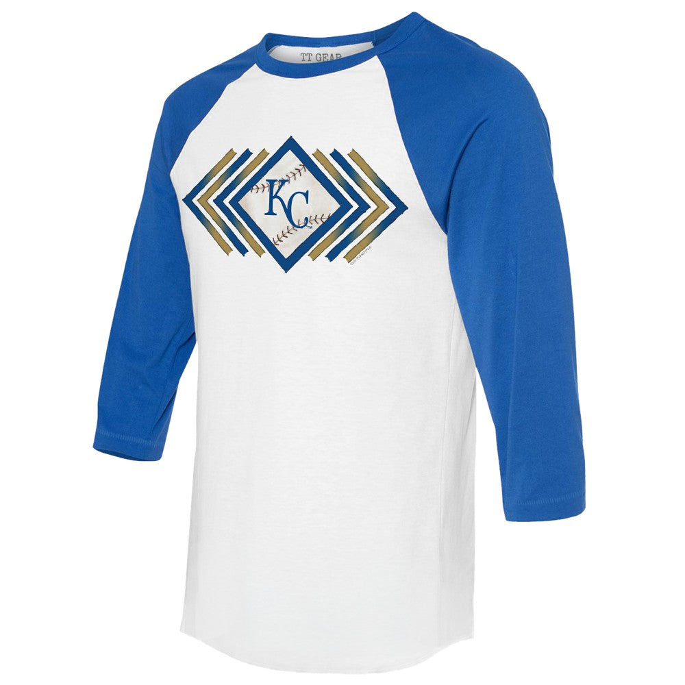Kansas City Royals Tiny Turnip Women's Prism Arrows 3/4-Sleeve Raglan T-Shirt - White T-shirts