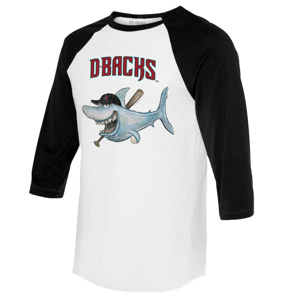 Arizona Diamondbacks Tiny Turnip Women's Shark 3/4-Sleeve Raglan T-Shirt - White/Black T-shirts