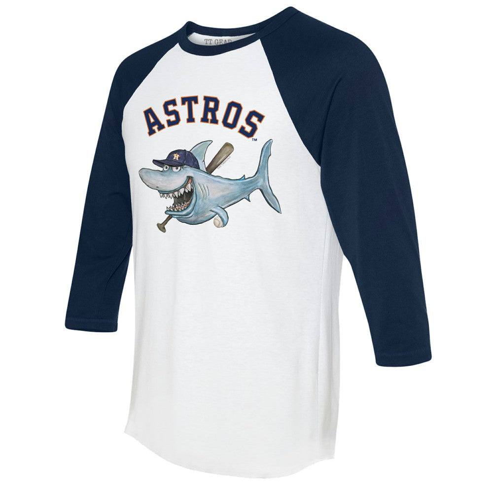 Houston Astros Tiny Turnip Women's Shark 3/4-Sleeve Raglan T-Shirt - White/Navy T-shirts