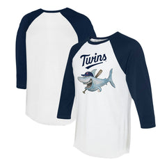 Minnesota Twins Tiny Turnip Women's Shark 3/4-Sleeve Raglan T-Shirt - White/Navy T-shirts