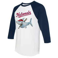 Washington Nationals Tiny Turnip Women's Shark 3/4-Sleeve Raglan T-Shirt - White/Navy T-shirts