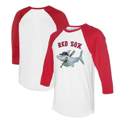 Boston Red Sox Tiny Turnip Women's Shark 3/4-Sleeve Raglan T-Shirt - White/Red T-shirts