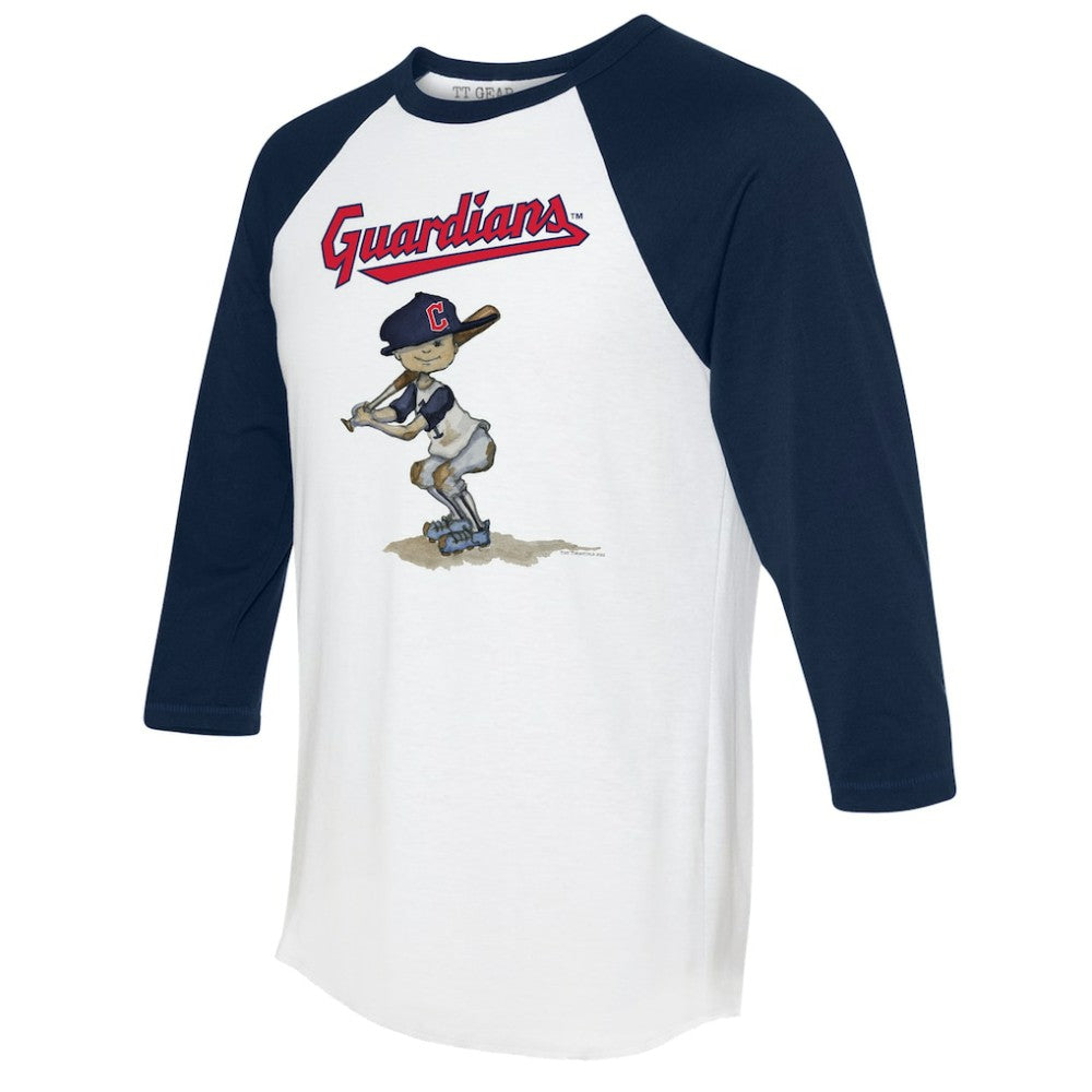 Cleveland Guardians Tiny Turnip Women's Slugger 3/4-Sleeve Raglan T-Shirt - White/Navy T-shirts