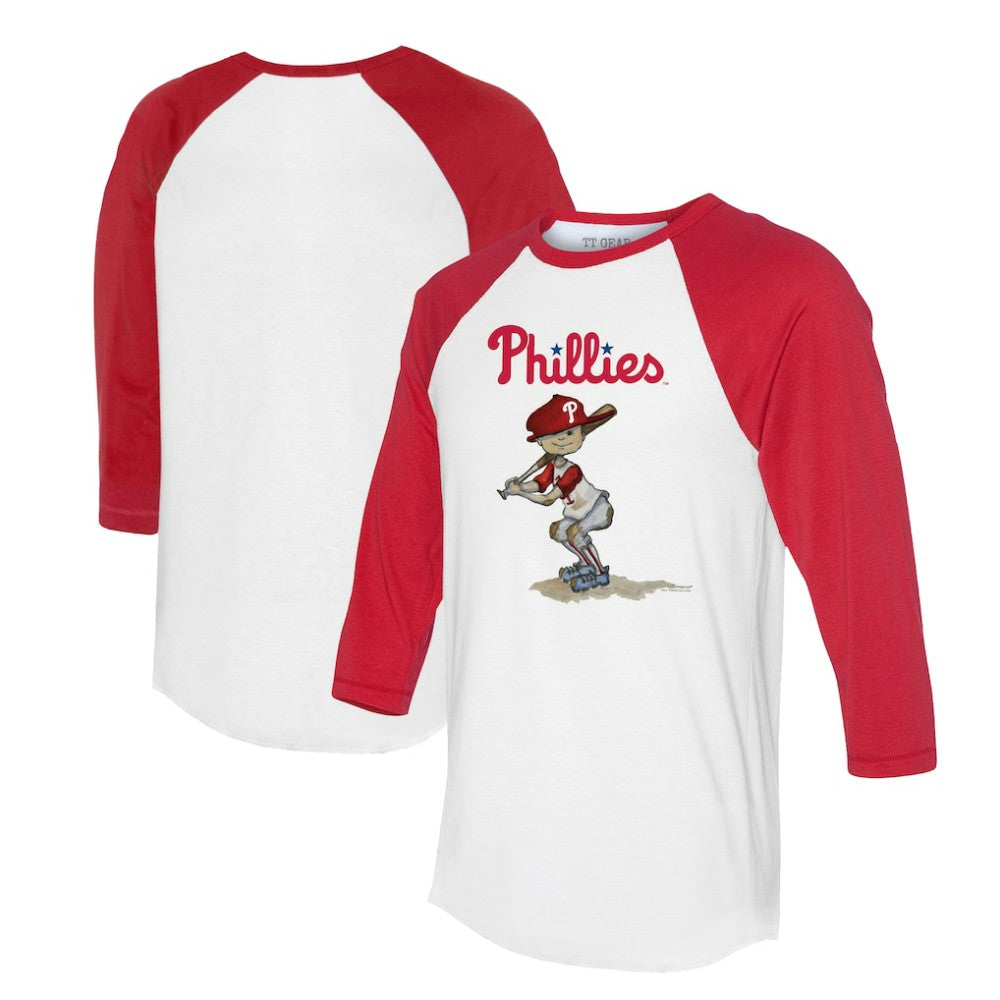 Philadelphia Phillies Tiny Turnip Women's Slugger 3/4-Sleeve Raglan T-Shirt - White/Red T-shirts