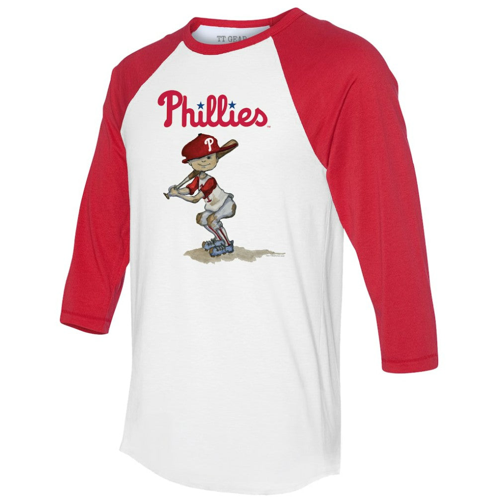 Philadelphia Phillies Tiny Turnip Women's Slugger 3/4-Sleeve Raglan T-Shirt - White/Red T-shirts