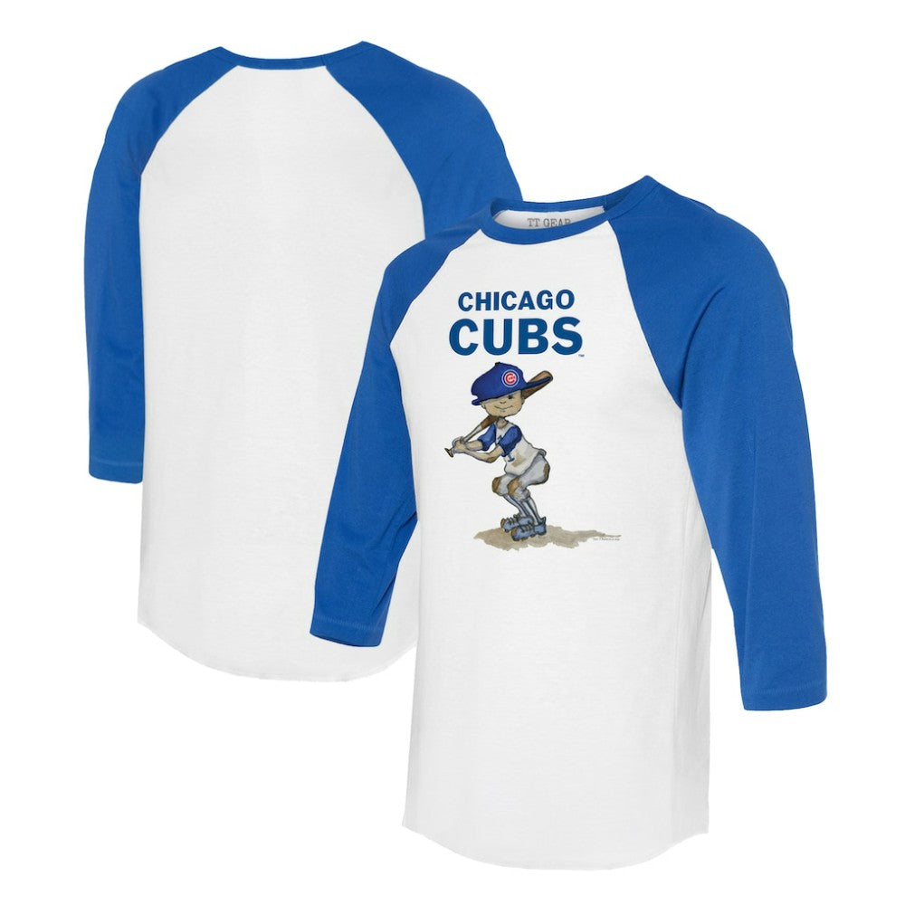 Chicago Cubs Tiny Turnip Women's Slugger 3/4-Sleeve Raglan T-Shirt - White/Royal T-shirts