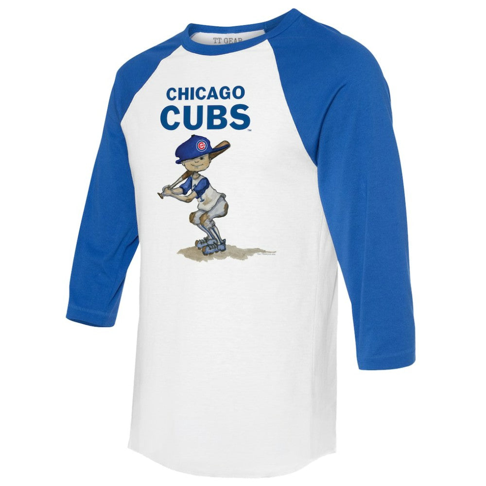 Chicago Cubs Tiny Turnip Women's Slugger 3/4-Sleeve Raglan T-Shirt - White/Royal T-shirts