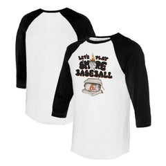 Baltimore Orioles Tiny Turnip Women's Smores 3/4-Sleeve Raglan T-Shirt - White/Black T-shirts