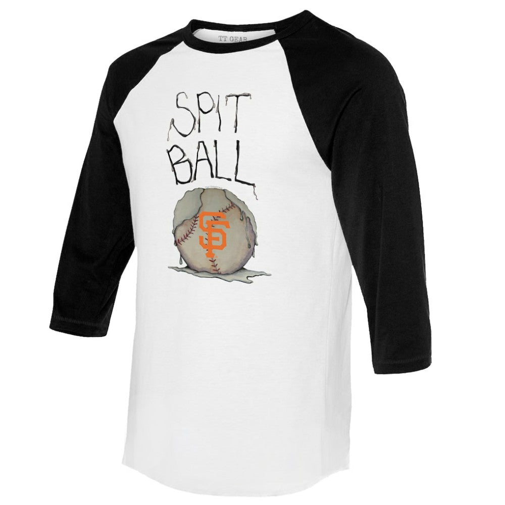 San Francisco Giants Tiny Turnip Women's Spit Ball 3/4-Sleeve Raglan T-Shirt - White/Black T-shirts