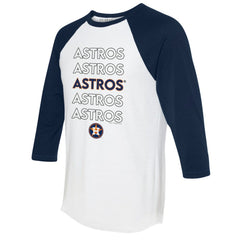 Houston Astros Tiny Turnip Women's Stacked 3/4-Sleeve Raglan T-Shirt - White/Navy T-shirts