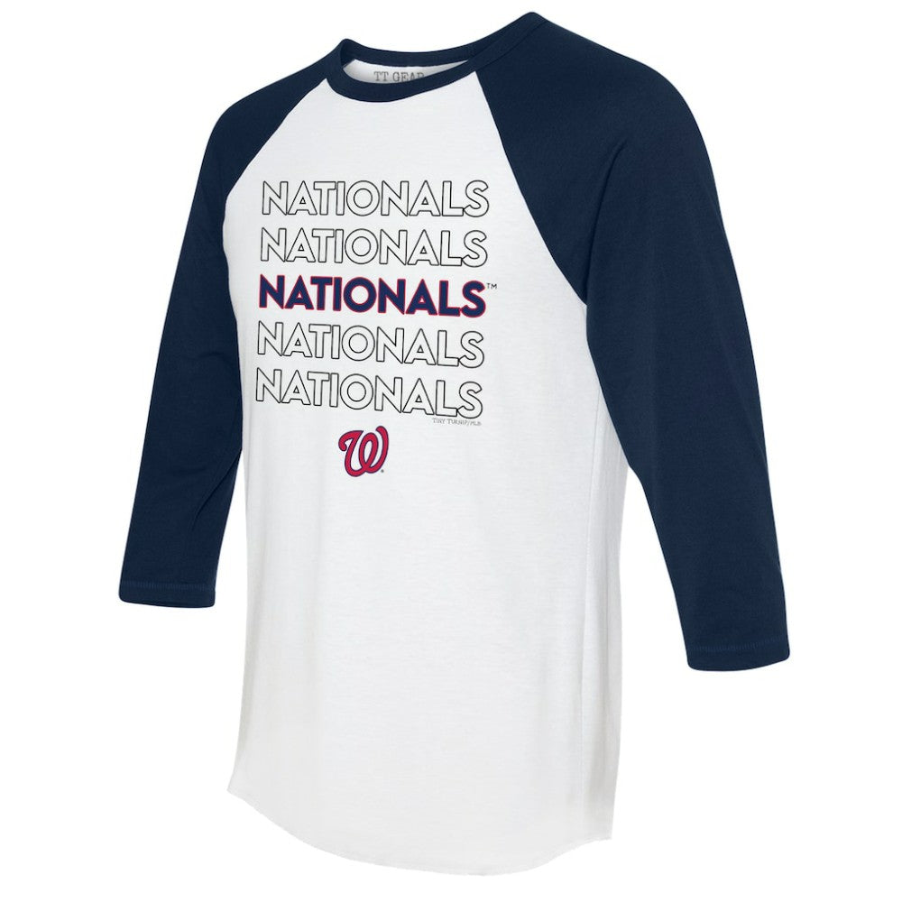 Washington Nationals Tiny Turnip Unisex Stacked 3/4-Sleeve Raglan T-Shirt - White/Navy T-shirts