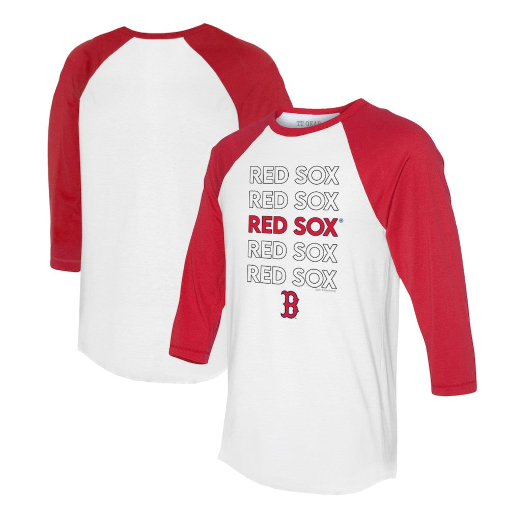 Boston Red Sox Tiny Turnip Unisex Stacked 3/4-Sleeve Raglan T-Shirt - White/Red T-shirts