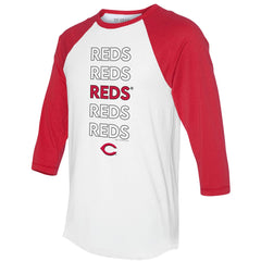 Cincinnati Reds Tiny Turnip Unisex Stacked 3/4-Sleeve Raglan T-Shirt - White/Red T-shirts