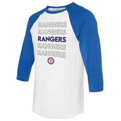 Texas Rangers Tiny Turnip Unisex Stacked 3/4-Sleeve Raglan T-Shirt - White/Royal T-shirts