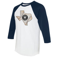 Houston Astros Tiny Turnip Unisex State Outline 3/4-Sleeve Raglan T-Shirt - White/Navy T-shirts
