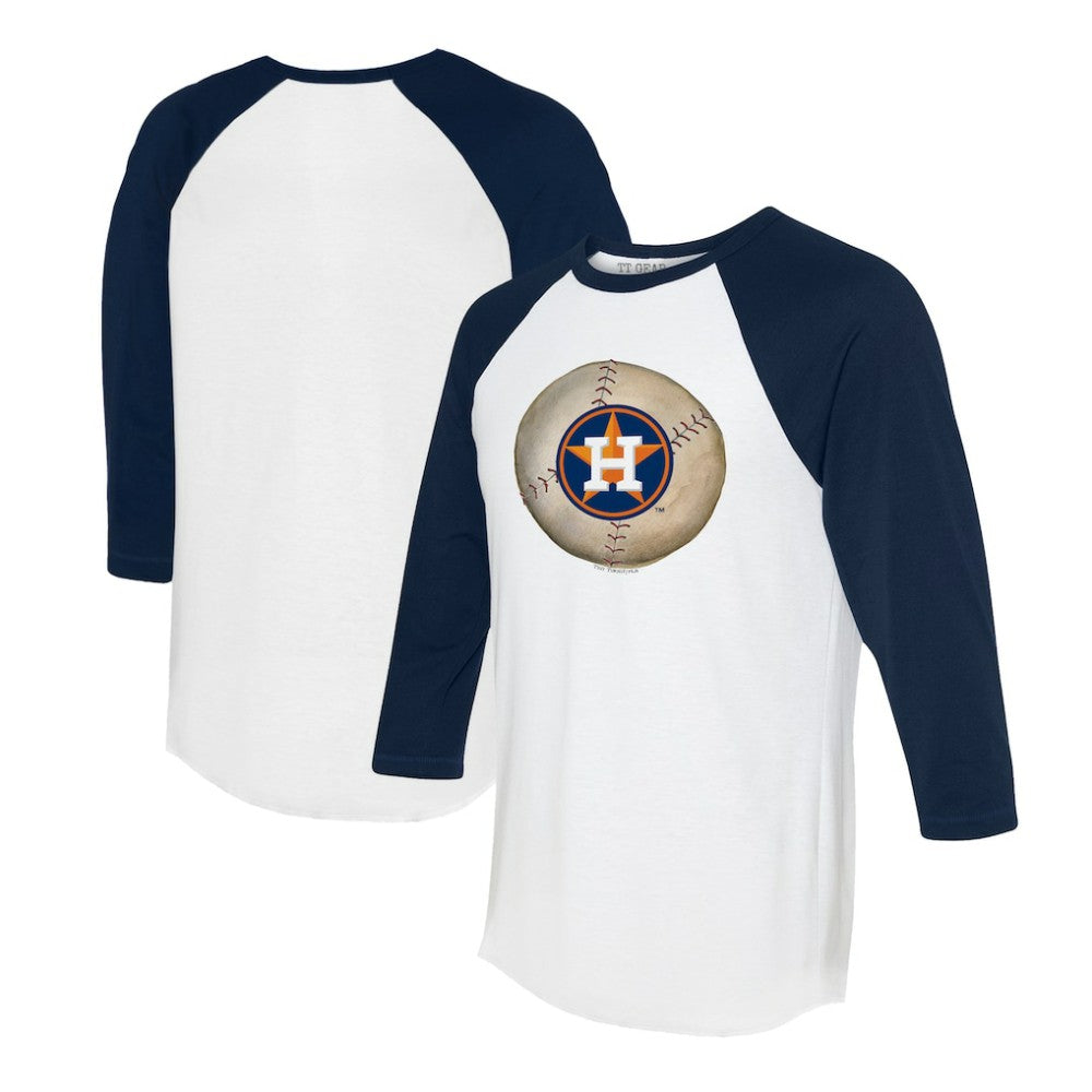 Houston Astros Tiny Turnip Unisex Stitched Baseball 3/4-Sleeve Raglan T-Shirt - White/Navy T-shirts