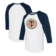 Minnesota Twins Tiny Turnip Unisex Stitched Baseball 3/4-Sleeve Raglan T-Shirt - White/Navy T-shirts