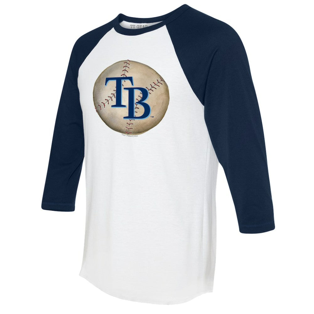 Tampa Bay Rays Tiny Turnip Unisex Stitched Baseball 3/4-Sleeve Raglan T-Shirt - White/Navy T-shirts