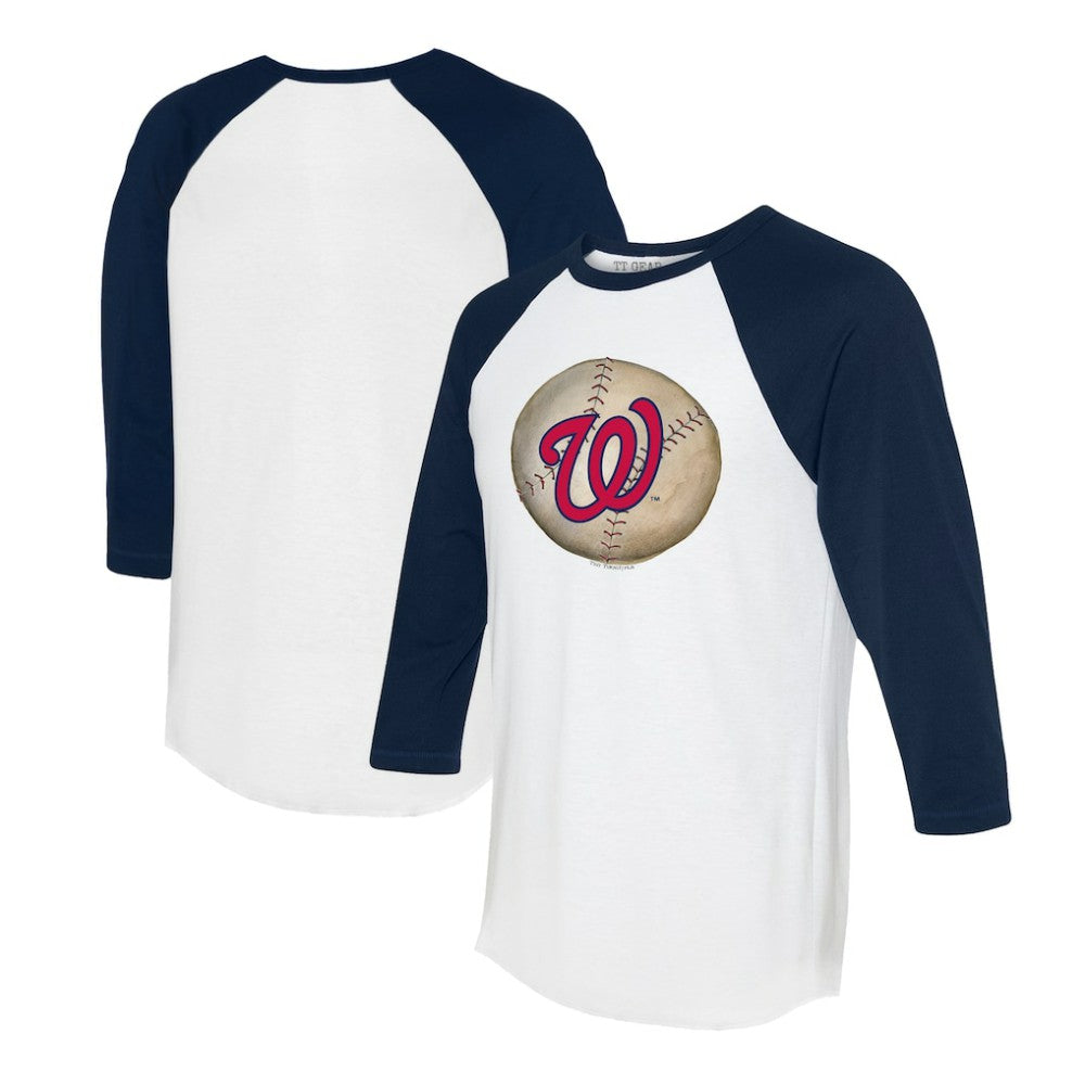 Washington Nationals Tiny Turnip Unisex Stitched Baseball 3/4-Sleeve Raglan T-Shirt - White/Navy T-shirts