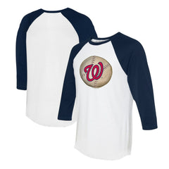 Washington Nationals Tiny Turnip Unisex Stitched Baseball 3/4-Sleeve Raglan T-Shirt - White/Navy T-shirts