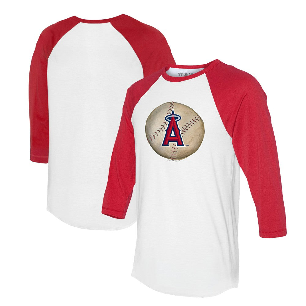 Los Angeles Angels Tiny Turnip Unisex Stitched Baseball 3/4-Sleeve Raglan T-Shirt - White/Red T-shirts