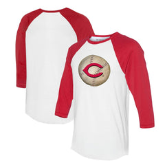 Cincinnati Reds Tiny Turnip Unisex Stitched Baseball 3/4-Sleeve Raglan T-Shirt - White/Red T-shirts