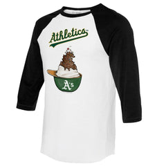 Athletics Tiny Turnip Unisex Sundae Helmet 3/4-Sleeve Raglan T-Shirt - White/Black T-shirts