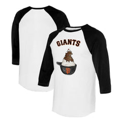 San Francisco Giants Tiny Turnip Unisex Sundae Helmet 3/4-Sleeve Raglan T-Shirt - White/Black T-shirts