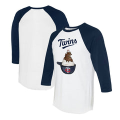 Minnesota Twins Tiny Turnip Unisex Sundae Helmet 3/4-Sleeve Raglan T-Shirt - White/Navy T-shirts