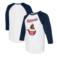 Washington Nationals Tiny Turnip Unisex Sundae Helmet 3/4-Sleeve Raglan T-Shirt - White/Navy T-shirts