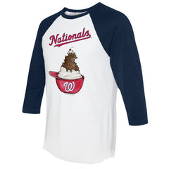 Washington Nationals Tiny Turnip Unisex Sundae Helmet 3/4-Sleeve Raglan T-Shirt - White/Navy T-shirts