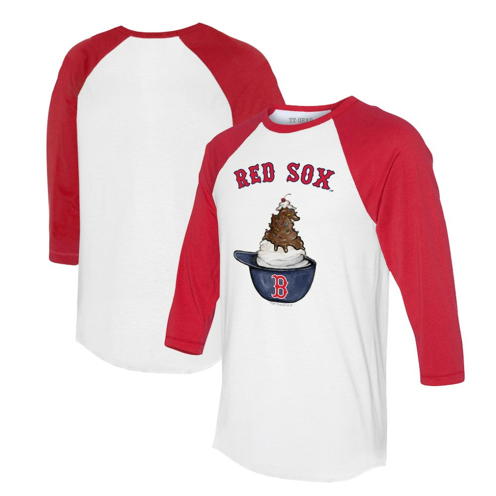Boston Red Sox Tiny Turnip Unisex Sundae Helmet 3/4-Sleeve Raglan T-Shirt - White/Red T-shirts