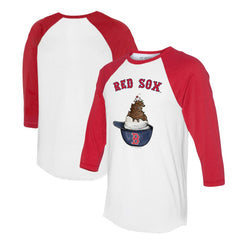 Boston Red Sox Tiny Turnip Unisex Sundae Helmet 3/4-Sleeve Raglan T-Shirt - White/Red T-shirts