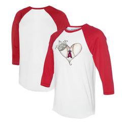 Los Angeles Angels Tiny Turnip Unisex Tiara Heart 3/4-Sleeve Raglan T-Shirt - White/Red T-shirts