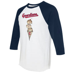 Cleveland Guardians Tiny Turnip Unisex Triple Scoop 3/4-Sleeve Raglan T-Shirt - White/Navy T-shirts