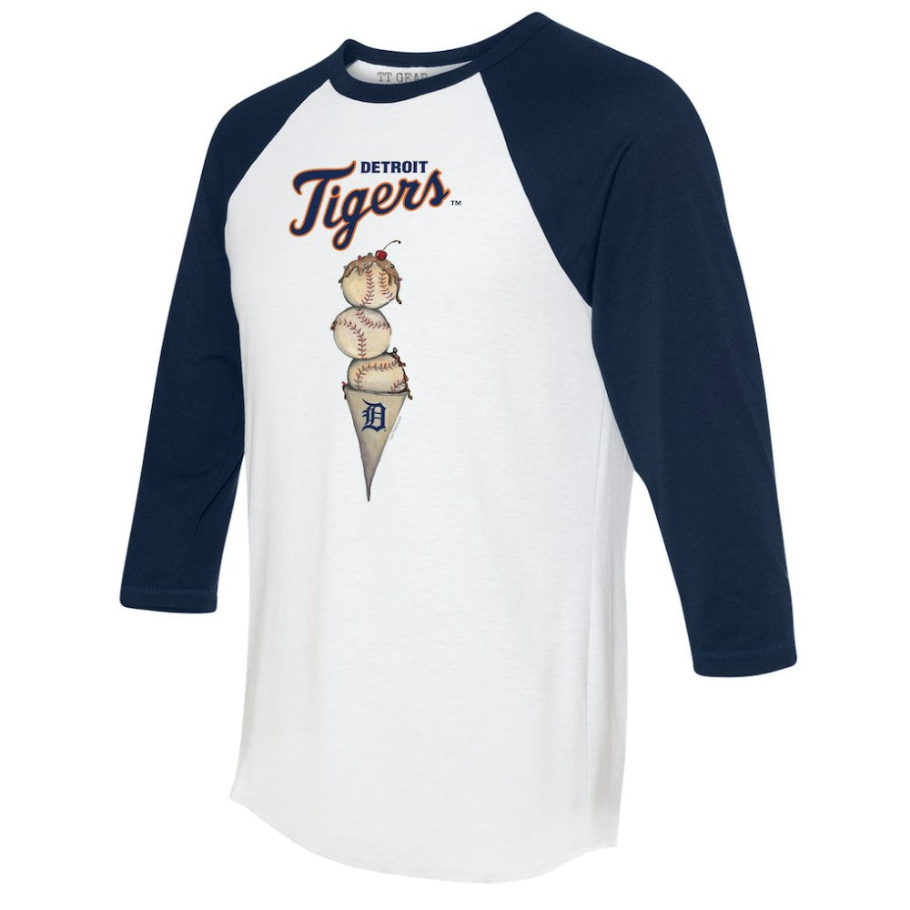 Detroit Tigers Tiny Turnip Unisex Triple Scoop 3/4-Sleeve Raglan T-Shirt - White/Navy T-shirts