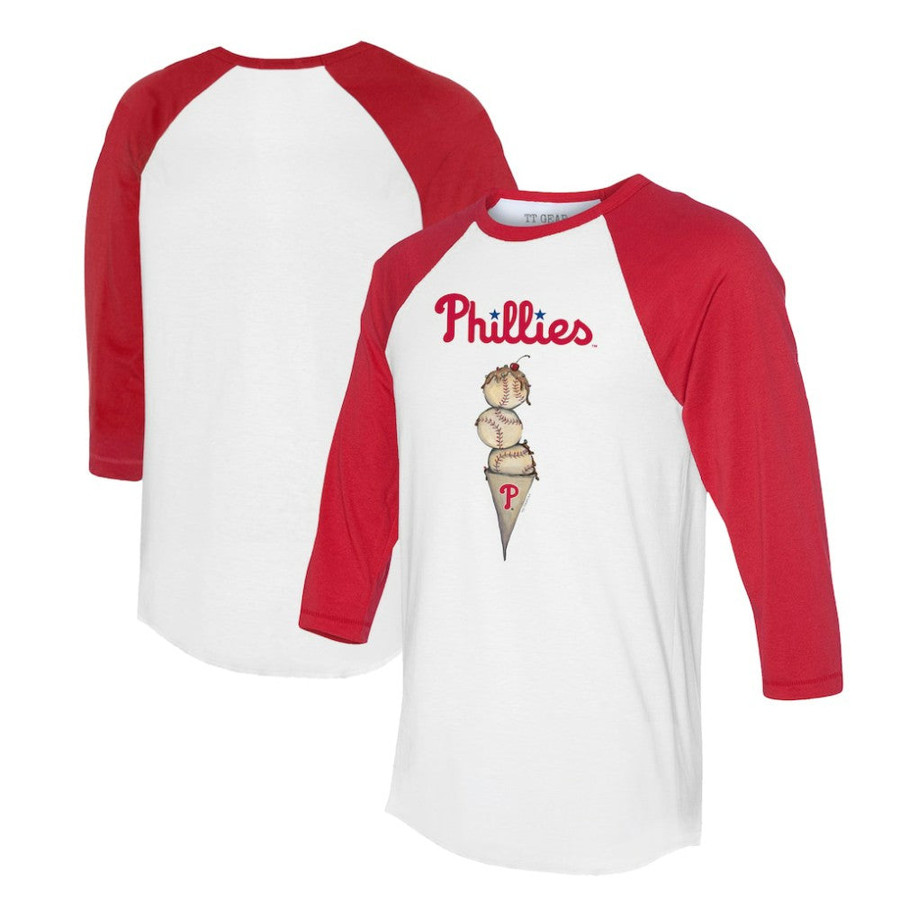Philadelphia Phillies Tiny Turnip Unisex Triple Scoop 3/4-Sleeve Raglan T-Shirt - White/Red T-shirts