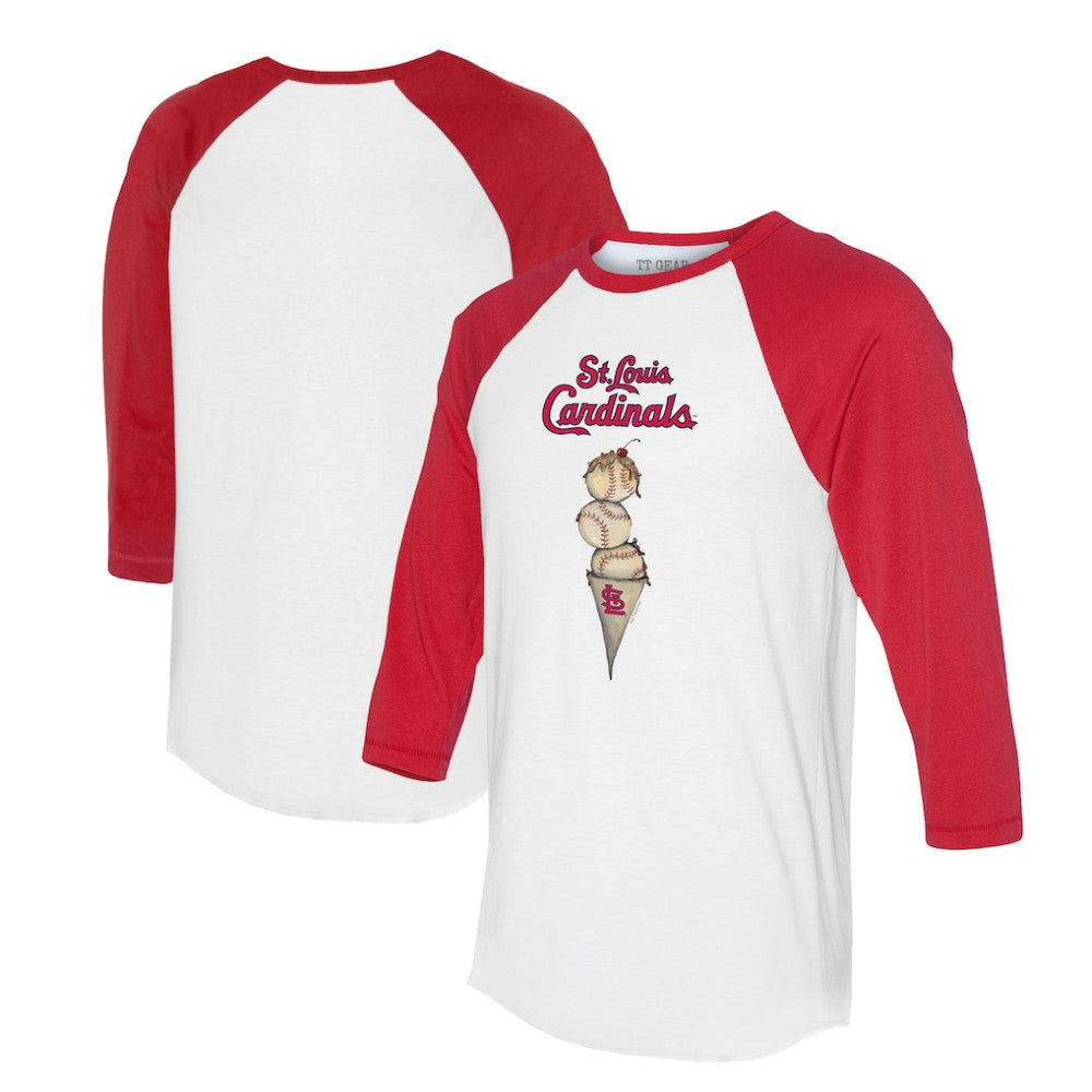 St. Louis Cardinals Tiny Turnip Unisex Triple Scoop 3/4-Sleeve Raglan T-Shirt - White/Red T-shirts