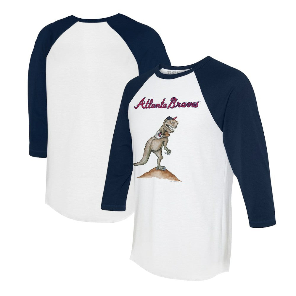 Atlanta Braves Tiny Turnip Unisex TT Rex 3/4-Sleeve Raglan T-Shirt - White/Navy T-shirts