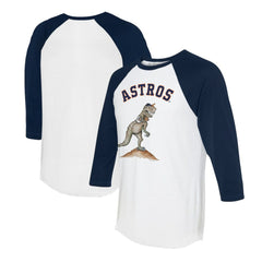 Houston Astros Tiny Turnip Unisex TT Rex 3/4-Sleeve Raglan T-Shirt - White/Navy T-shirts