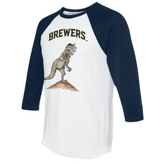 Milwaukee Brewers Tiny Turnip Unisex TT Rex 3/4-Sleeve Raglan T-Shirt - White/Navy T-shirts