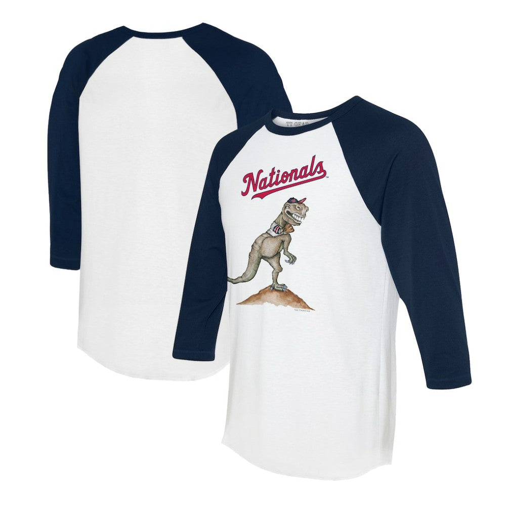 Washington Nationals Tiny Turnip Unisex TT Rex 3/4-Sleeve Raglan T-Shirt - White/Navy T-shirts