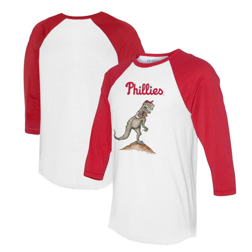 Philadelphia Phillies Tiny Turnip Unisex TT Rex 3/4-Sleeve Raglan T-Shirt - White/Red T-shirts