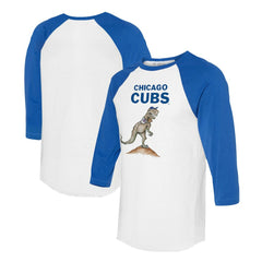 Chicago Cubs Tiny Turnip Unisex TT Rex 3/4-Sleeve Raglan T-Shirt - White/Royal T-shirts